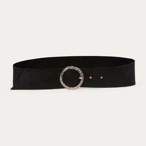 BA&SH Ceinture Belone Suede Leather Belt Sash Noir